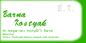 barna kostyak business card